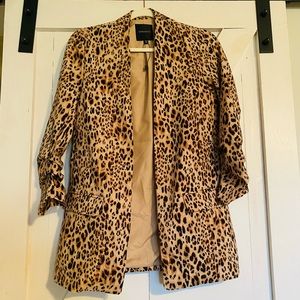 Leopard print long blazer